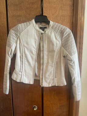H&M Women's Light Cream Quilted Moto Jacket